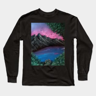 Mountain lake sunset Long Sleeve T-Shirt